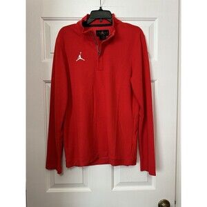 Air Jordan Jumpman Long Sleeve 1/4 Zip Pullover Sweater Mens Medium Red NEW